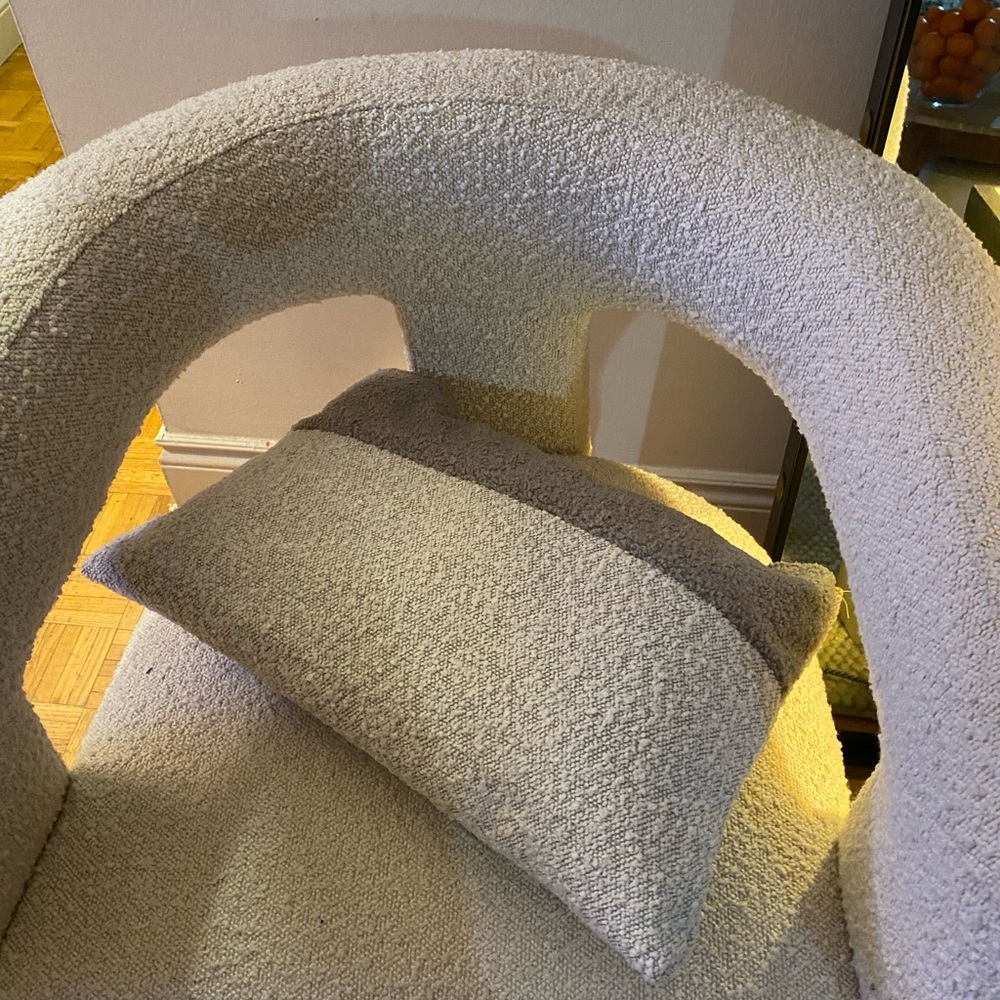 Cream Curved Accent Pillow with Plush Texture